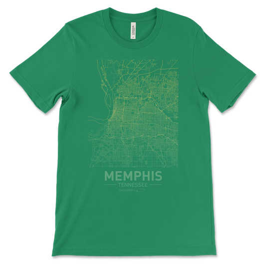 Kelly Green Choose901 Memphis Map Shirt