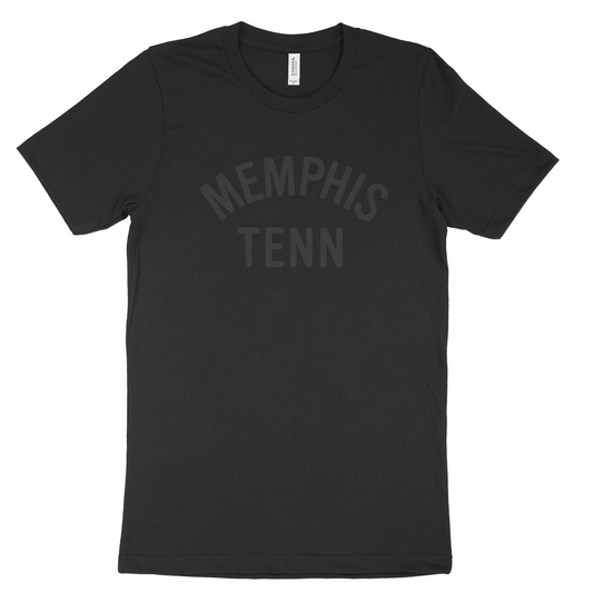 Choose901 Merch Shop's Memphis Tenn on Black t-shirt with text design.