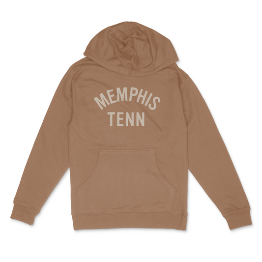 Saddle Brown Memphis Tenn Hoodie with "Choose901" text on the back from the Choose901 Merch Shop.