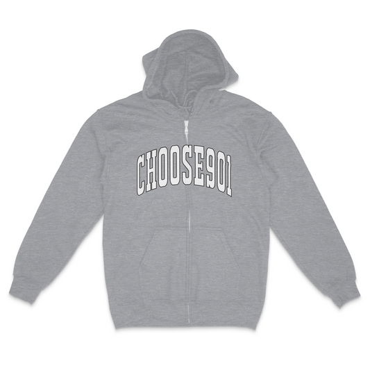 Choose901 Athletic Grey Zip Up Hoodie from Choose901 Merch Shop, perfect for showing your Memphis pride.