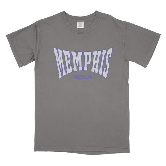 Gray Memphis College Letter Shirt (Pepper) with "Choose901" text on the front.