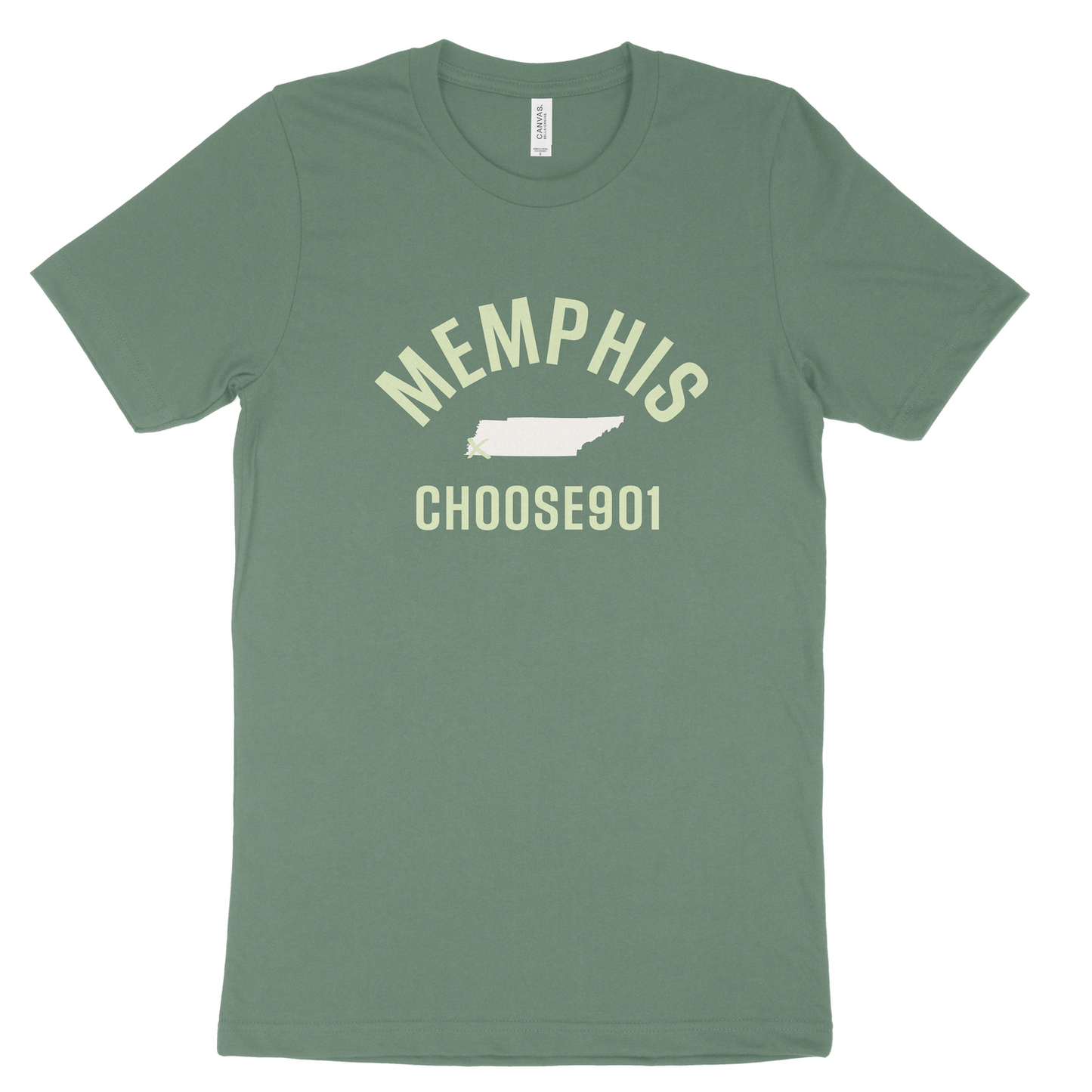 Memphis x Choose901 Shirt (Pine) with "Choose901 Memphis" text and graphic design.