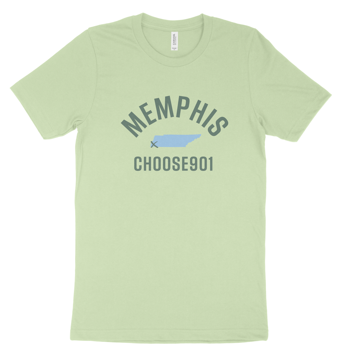 Light green Memphis x Choose901 Shirt (Spring Green) with a graphic of a paper airplane printed on the front.