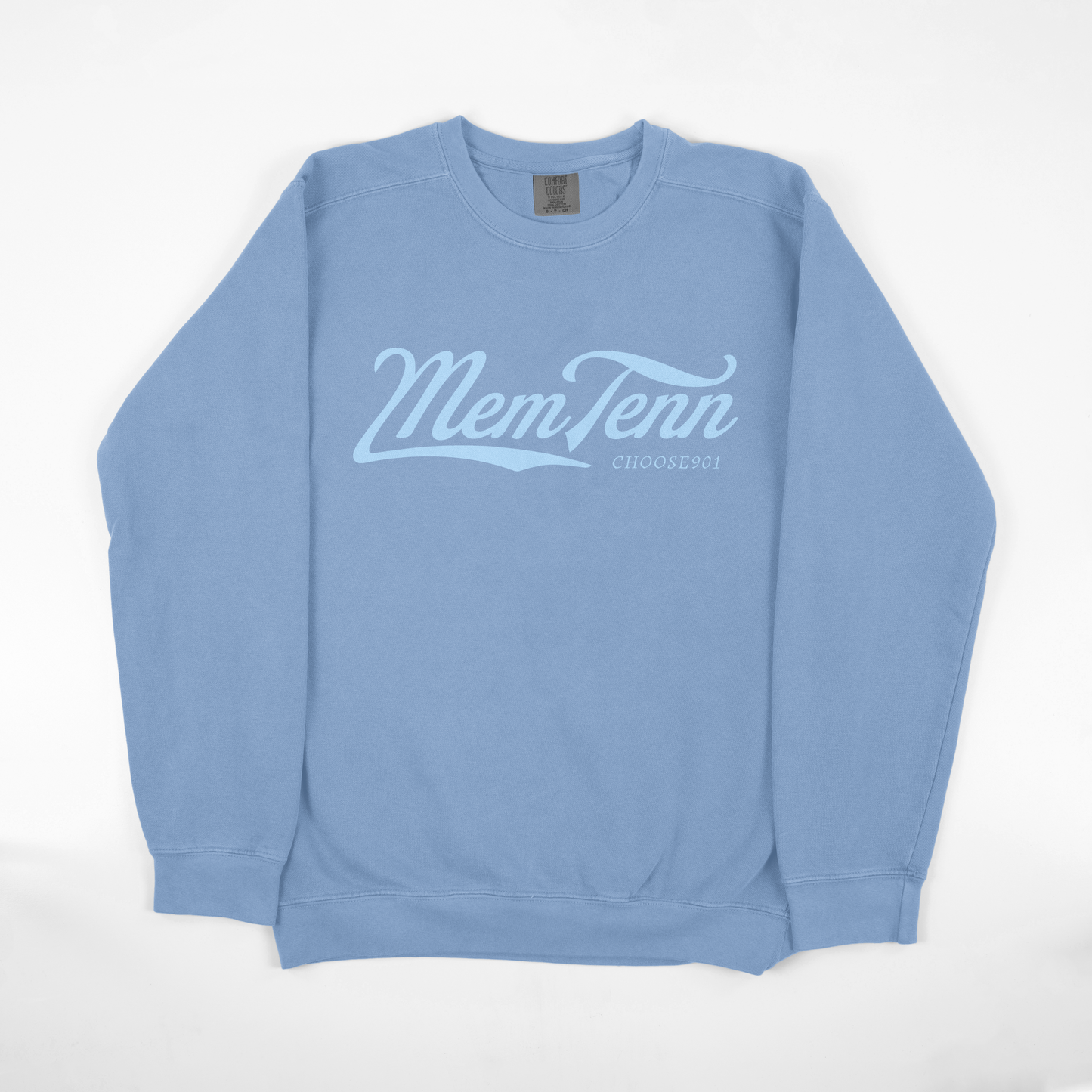 Memphis Tenn Cursive Sweatshirt on Flo Blu