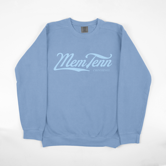 Memphis Tenn Cursive Sweatshirt on Flo Blu