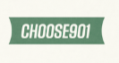 Crafted from the comfortable ivory fabric of a Comfort Colors tee, the Choose901 Coordinate Short Sleeve Tee by Choose901 Merch Shop showcases a design with a green ribbon shape and "CHOOSE901" prominently displayed in bold white text.