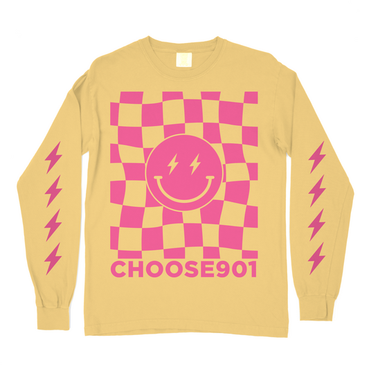 Choose901 Lightning Smiley Long Sleeve on Butter