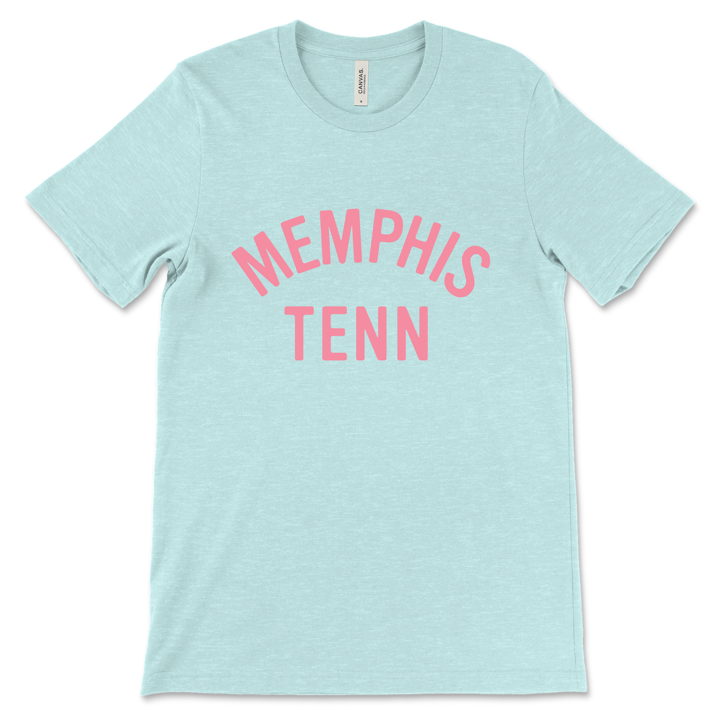 Light blue MEMPHIS TENN TEE with "Choose901 Memphis" text in pink.